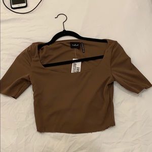 Urban Outfitters Brown Fray Bottom Crop Top